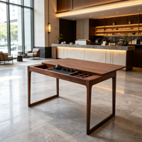 Table à thé chinoise en bois massif avec plateau d'égouttage dissimulé, bureau à thé pour la maison, le bureau, la villa, l'hôtel, vente en gros, OEM, ODM