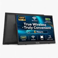 Monitor Portátil Wi-Fi de 15.6 Pulgadas para Laptop, Pantalla Inalámbrica IPS 1080P con Soporte Ajustable, Batería de 4000 mAh, Extensor de Pantalla USB C
