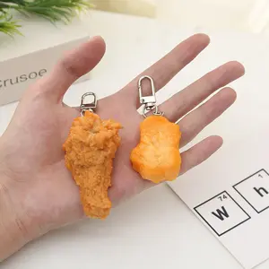 Simulated chicken legs food diorama bag charm pendant key chains Imitation Fried Chicken Wing Leg Chicken Nugget food Keychain