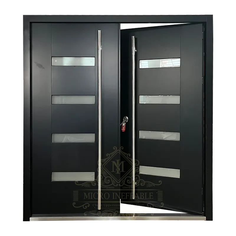 Puerta de entrada frontal de acero exterior doble al mejor precio de diseño moderno puertas de seguridad de acero inoxidable para el hogar
