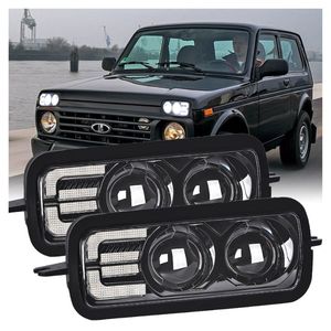 Feux antibrouillard avant pour <span class=keywords><strong>Lada</strong></span> 4x4 Urban <span class=keywords><strong>Niva</strong></span> 1995 - 2019 DRL couleur blanche <span class=keywords><strong>clignotant</strong></span> ambre - Product Image 1