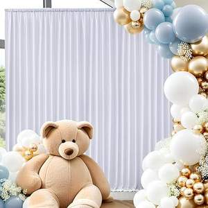 Rideau de fond élégant pour mariages et fêtes d'<span class=keywords><strong>anniversaire</strong></span>, draperies en tissu doux couleur ivoire, décorations de fête en extérieur - Product Image 2