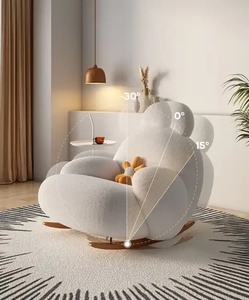 Sillón mecedora individual grande blanco, estilo 'Net Red', color crema, reclinable para adultos, para sala de estar, balcón, dormitorio y ocio, sillón de descanso. - Product Image 5