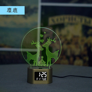 Luz nocturna LED con forma de oso 3D, cambio de color, control táctil, alimentación USB, reloj digital para decoración de dormitorio o escritorio. - Product Image 3