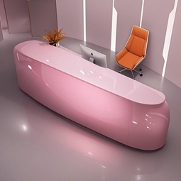 High <b>End</b> Custom Fiberglass Front Desk Curved Reception Counter for Hotel Salon Shopping Mall - Product Image 4