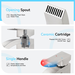 Modern 304 Stainless Steel Waterfall Single Handle Lavatory Sink luxury bathroom Faucets - Product Image 4
