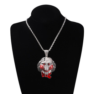 Statement Chunky Herren Iced Out CZ Stone <span class=keywords><strong>69</strong></span> Säge Puppen kopf Anhänger Mund Beweglicher <span class=keywords><strong>Rap</strong></span> Big Emaille Halskette Schmuck - Product Image 3