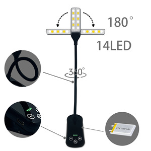 Lampe <span class=keywords><strong>de</strong></span> lecture LED USB portable, rechargeable, double tête, mini, pliable, avec clip pour livre - Product Image 6