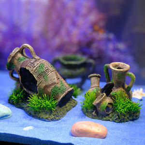 アンティークヴィンテージ樹脂水族館装飾環境にやさしいプラスチック製魚タンクエビの洞窟カメ隠れ家造園装飾用 - Product Image 2