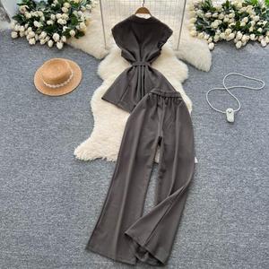 Luxury Style Women's Set Sleeveless Top Slim Trousers - Elegant Office <strong>Outfit</strong> - Product Image 3