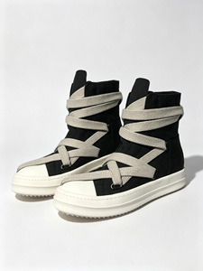 Pentagram High Top <b>Canvas</b> Sneakers With Buckle Strap <b>Round</b> Toe Solid Color All Season Walking Shoes Cushioned EVA Midsole Rub - Product Image 3