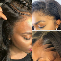 Livraison rapide, perruque en dentelle complète 360 avec cheveux vierges alignés sur la cuticule, lisses et soyeux, queue de cheval haute, avec une ligne de cheveux naturelle