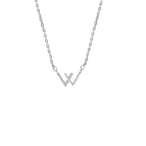 W Letter Necklace Stainless Steel Rose Gold Platinum Clavicle Chain Jewelry Simple Elegant Korean Style Gift Pendant - Product Image 5