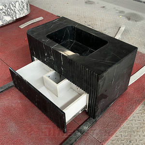 Newstar moderne Nero Marquina évier en marbre <span class=keywords><strong>noir</strong></span> lavabo <span class=keywords><strong>noir</strong></span> vanité évier marbre salle de bain armoire - Product Image 2