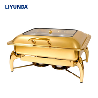 Liyunda Luxus Gold Silber Buffet-Wärmer 9L Edelstahl Chafing Dish Set Elektrisch oder mit Brennstoff beheizt für Hotel Hochzeiten Catering