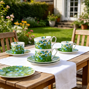 White Daisy <b>Floral</b> Porcelain Coffee Cup Set Elegant Green Leaf Pattern Ceramic Tea Cup For Afternoon Tea Home Decor And Gift - Product Image 4