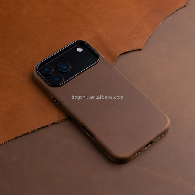 Genuine Crazy Horse Leather Case for iPhone 17 Pro, Compatible with Magnetic Ring Build-in, Indiana-Jones Style