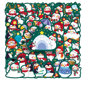 À la mode bonhomme de neige découpé autocollants <span class=keywords><strong>hiver</strong></span> noël vinyle décalcomanies pour téléphone portable Journal bricolage Kawaii saisonnier décoration autocollants - Product Image 6