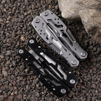 Pince multifonction Hongrui 12 en 1 en acier inoxydable avec revêtement en titane, outil multifonction, clé, ouvre-bouteille, tournevis, scie, couteau