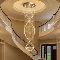 Lustre cascade en cristal artistique pour hall d'hôtel, escalier, villa, plafond haut - Prix usine de gros