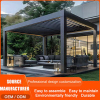 Pergola Électrique Pliante Personnalisée avec Système de Drainage Intégré, en Alliage d'Aluminium, Imperméable et Résistante aux UV, pour Jardin