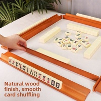 Mahjong américain : Supports réutilisables en bois grainé, style américain, 4 pièces, 18 pouces, avec tige de poussée, pliables et durables pour le divertissement