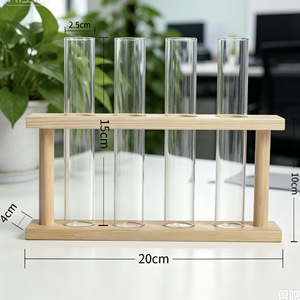 Support pour tubes à essai Tianhong, 4 trous, diamètre 25 mm, hauteur 150 mm, en verre, pour décoration intérieure, culture hydroponique, arrangement floral - Product Image 3