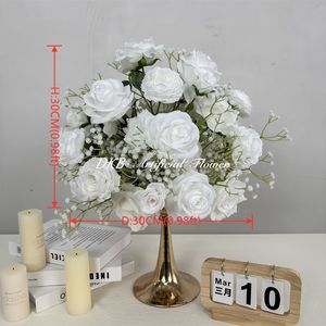 Centro de Mesa de Rosas Blancas Artificiales Realistas Hechas a Mano con Orquídeas y Hiedra para Decoración de Bodas - Product Image 2