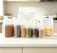 Sacs d'emballage transparents personnalisés en plastique à fond plat avec poignée, refermables et auto-scellants, pour aliments et noix