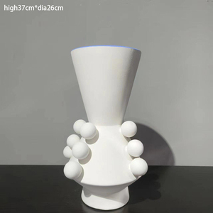 <span class=keywords><strong>Vase</strong></span> en céramique blanc mat sculptural, vente en gros d'usine, avec bulles 3D et bord supérieur <span class=keywords><strong>bleu</strong></span>, pour décoration artistique moderne et centres de table - Product Image 6