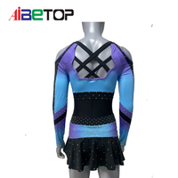 Uniforme de cheerleading personnalisé avec strass, robe de cheerleading à manches longues et dos croisé dégradé, polyester et élasthanne, logo d'équipe personnalisable