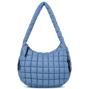 Sac bandoulière matelassé léger et grande capacité en nylon, avec logo personnalisé, idéal pour la plage et les voyages, unisexe, fermeture éclair, collection 2025 - Product Image 1