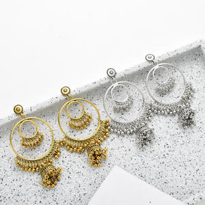 مصنع الجملة خمر الهند جرس حلقان ذهبية للسيدات Jhumka الهندي مخصص أنيقة كبيرة الذهب هوب استرخى مجوهرات أقراط - Product Image 3