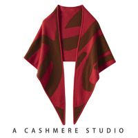 Châle triangulaire en jacquard géométrique abstrait 100 % cachemire, poncho d'hiver tricoté épais, exportateur B2B OEM