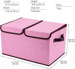 Large Storage Boxes [3-Pack] Large Linen Fabric Foldable Storage Cubes Bin Box Containers