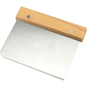 Grattoir à pâte en acier inoxydable de qualité alimentaire avec manche en bois, résistant au lave-vaisselle, outil de pâtisserie - Product Image 1