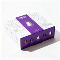 Boîte d'emballage en papier vide de luxe en carton personnalisée, facile à ouvrir, pour l'affichage de capsules de café expresso