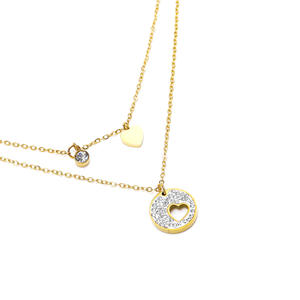 Collier en acier inoxydable en forme de double cœur, tendance Instagram, style japonais et coréen, pour femme, exquis et original - Product Image 4