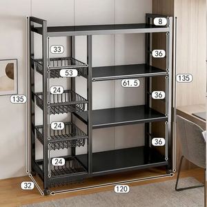 Modern Household Wide Range <strong>Microwave</strong> <strong>Storage</strong> Rack Floor-Standing Multi-Layer Kitchen <strong>Storage</strong> Rack Lacquer for Food <strong>Storage</strong> - Product Image 3