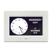 Cadre photo numérique en acrylique LCD 7 pouces avec grand écran, calendrier numérique, horloge avec lecture vidéo MP3/MP4, 12 alarmes, date et heure pour les personnes âgées