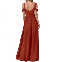 Robe de mariage en mousseline de soie, tenue de demoiselle d'honneur, grande taille, plissée, épaules dénudées, fente avant, couleurs orange