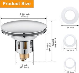 Robinet de lavabo de salle de bain <span class=keywords><strong>d</strong></span>'hôtel moderne en laiton avec <span class=keywords><strong>bouchon</strong></span> de vidange escamotable et fonction de <span class=keywords><strong>d</strong></span>écharge <span class=keywords><strong>d</strong></span>'eau, finition chromée polie - Product Image 2