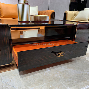 Hiện đại sang trọng vuông Bàn cà phê khung gỗ cao bóng đen bề mặt phòng khách đồ nội thất trung tâm bảng - Product Image 5