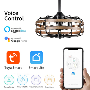 D054 ETL Retro hierro ventilador de techo lámpara redonda creativa ventilador de techo con luz y Control remoto LED granja lámpara de ventilador de montaje empotrado - Product Image 4