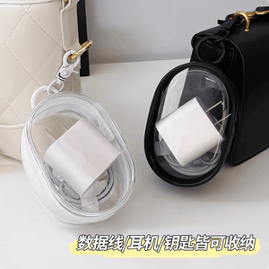 Data <b>Cable</b> Storage Protective Case Oval Transparent Portable <b>Bag</b> For Earphone Charger Digital Accessories Durable Travel - Product Image 4