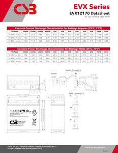 <span class=keywords><strong>Batterie</strong></span> CSB EVX12170 <span class=keywords><strong>12V17Ah</strong></span> AGM VRLA SLA avec borne M5 sans entretien pour alimentation sans interruption (ASI) et éclairage d'urgence - Product Image 5