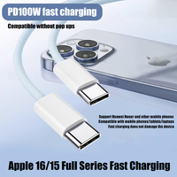 Câble de charge rapide Type-C vers Type-C 100W PD, câble de données USB C tressé en nylon pour la série Apple iPhone, vente en gros