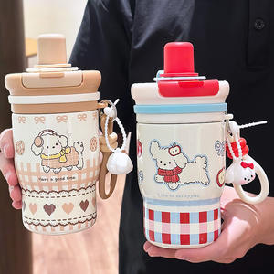 Cute Insulated Water Bottle For Girls 500Ml Portable <b>Straw</b> <b>Cup</b> <b>With</b> Lid And Handle Back To School Gift Drink <b>Cup</b> - Product Image 1