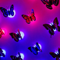 Autocollants muraux papillons 3D lumineux et colorés avec LED à changement de couleur pour chambre, fête et décoration intérieure