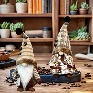 Gnomi del Caffè Fatti a Mano, Eco-Friendly e Durevoli, Decorazione per Bar, Giocattolo Imbottito Scandinavo Tomte <span class=keywords><strong>Nisse</strong></span>, Arredamento Rustico - Product Image 3